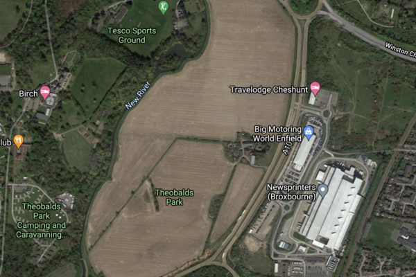 A satellite view of the Sunset Waltham Cross site